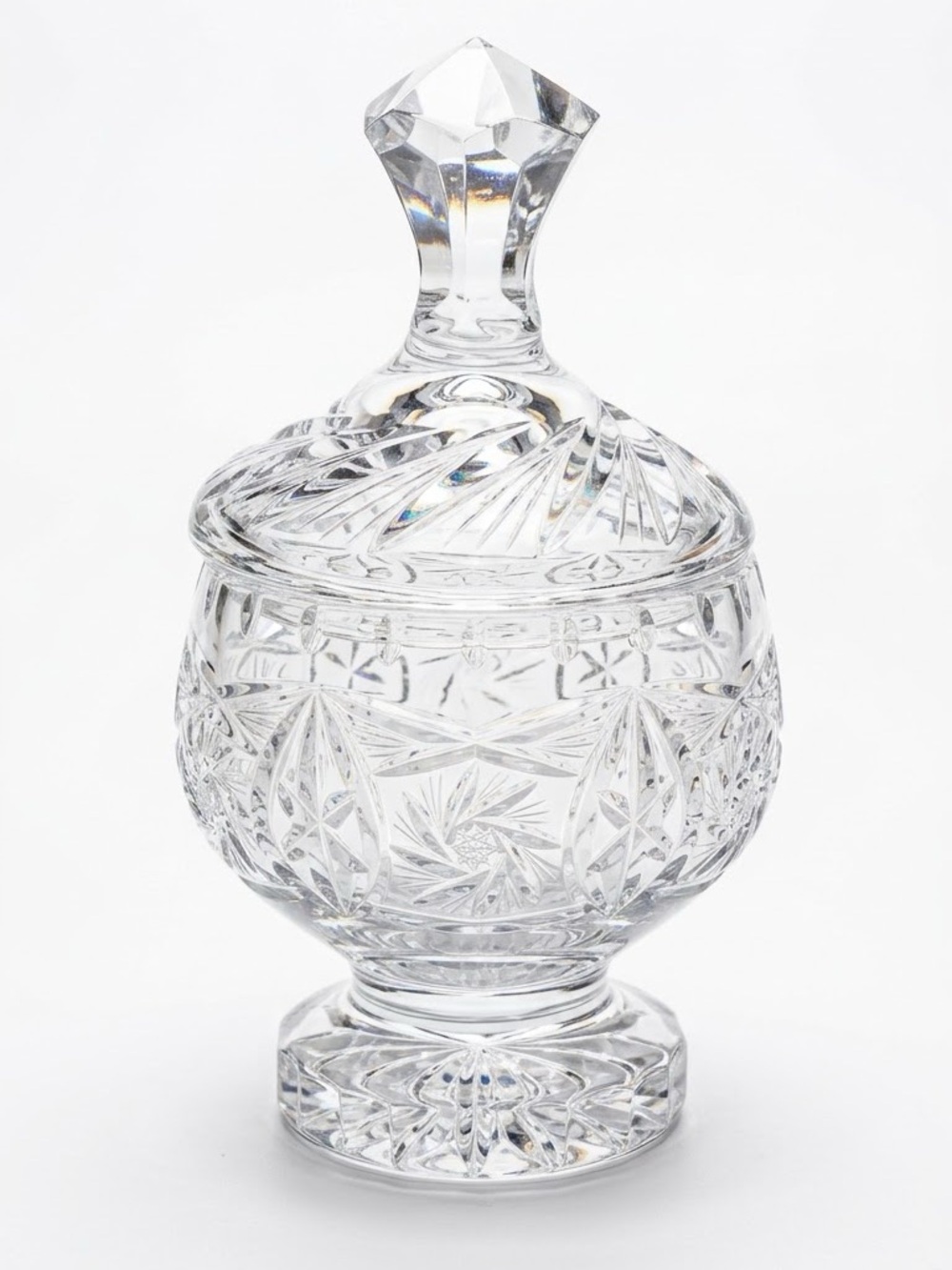 Crystal Clear Cut Glass Decorative Jar Vintage